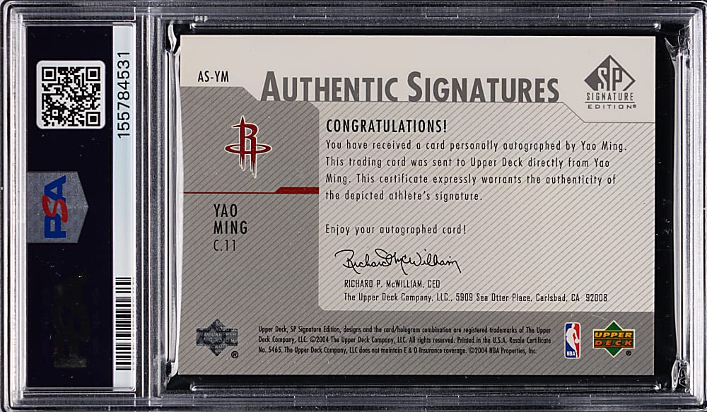 2003 SP Signature Basketball Yao Ming PSA NM-MT 8 with Auto 9 Graded