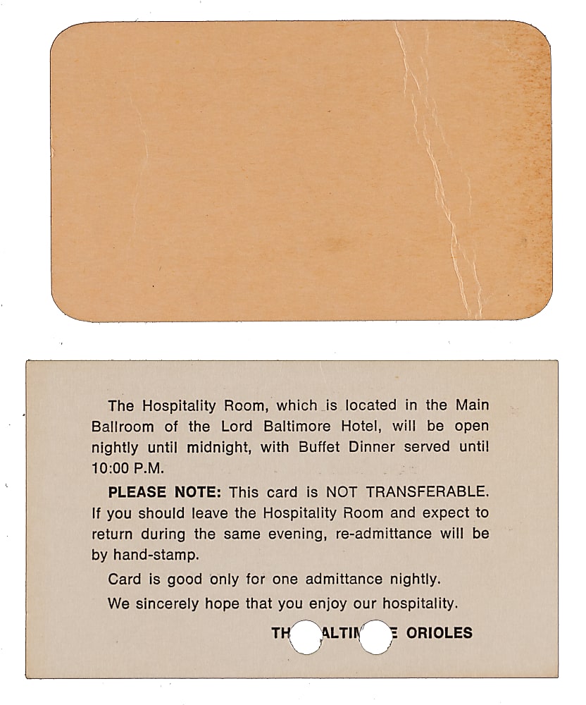 1955 Baltimore Orioles & 1969 World Series Mel Allen Press & Hospitality Passes