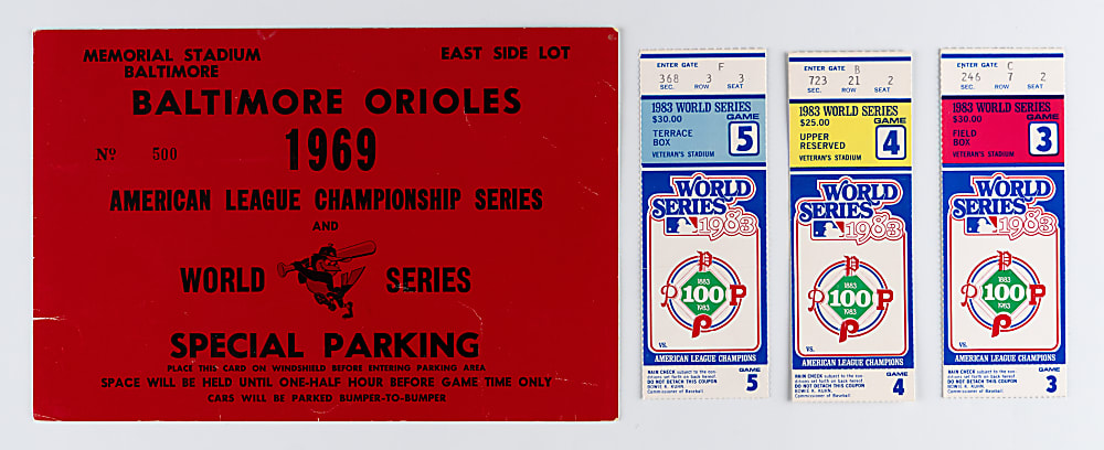 1966-1983 Baltimore Orioles World Series Tickets & Passes (13) with 1966 Game 4 Sandy Koufax Final Game
