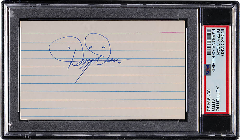 Dizzy Dean Signed Index Card PSA/DNA Authentic