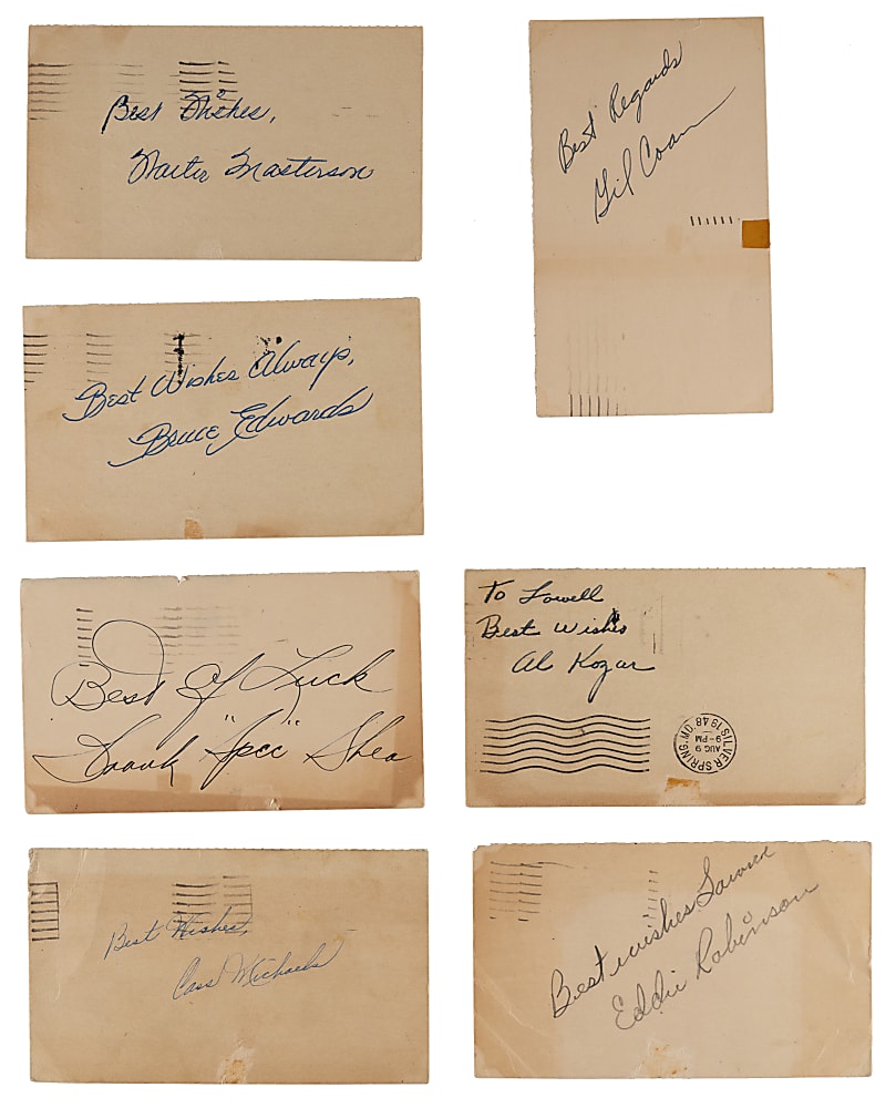 1940s-1950s Washington Senators Signed Government Postcard/Index Card Collection (12) with 1948 Team-Signed GPC