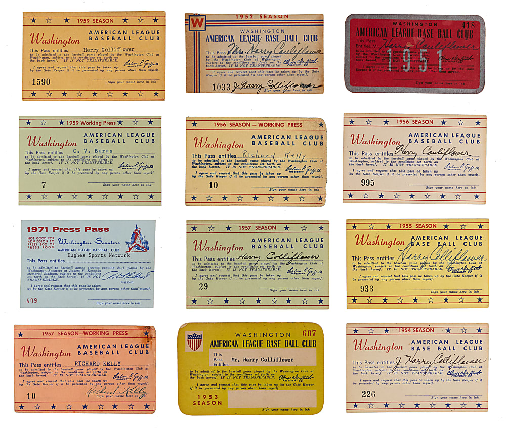 1951-1971 Washington Senators Passes Collection (12)