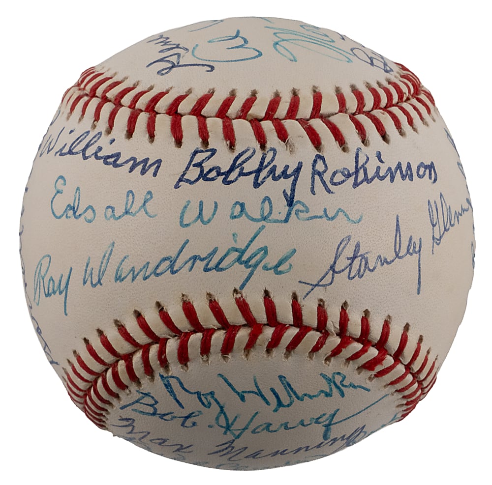 Negro League Stars Multi-Signed ONL/White Baseball with (24) Signatures Including (4) Hall of Famers Plus Full JSA LOA
