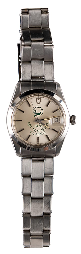 Only Known 1973 Cotton Bowl Player Rolex/Tudor Watch - Presented to Alabama Lineman Buddy Pope
