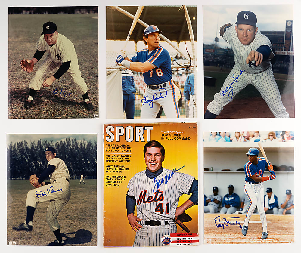 New York Yankees & New York Mets Signed Photograph & Magazine Collection (24)
