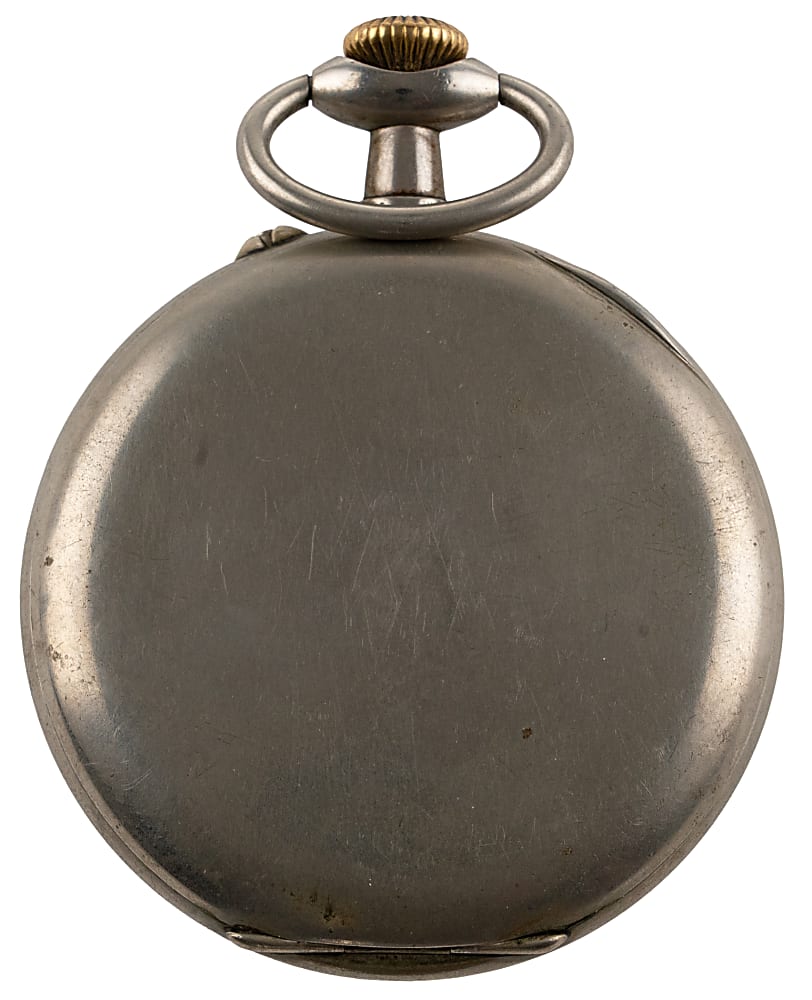 Circa 1900s Doxa German Silver Pocket Watch with Custom Painted Baseball Scene & Baseball Figural Stand