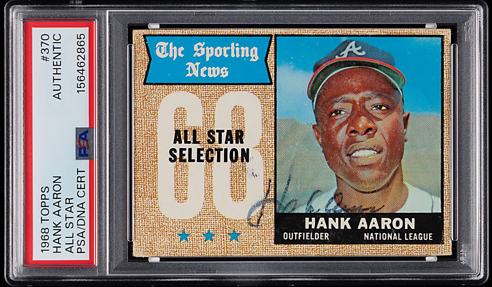 1968 Topps #370 Hank Aaron All-Star Period Signed PSA/DNA Authentic