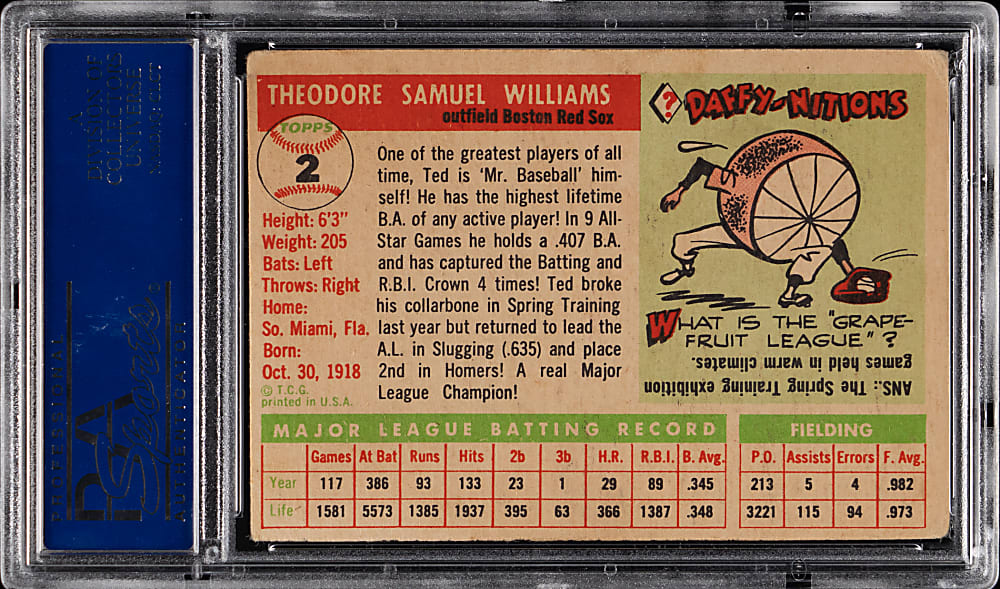 1955 Topps #2 Ted Williams PSA VG 3