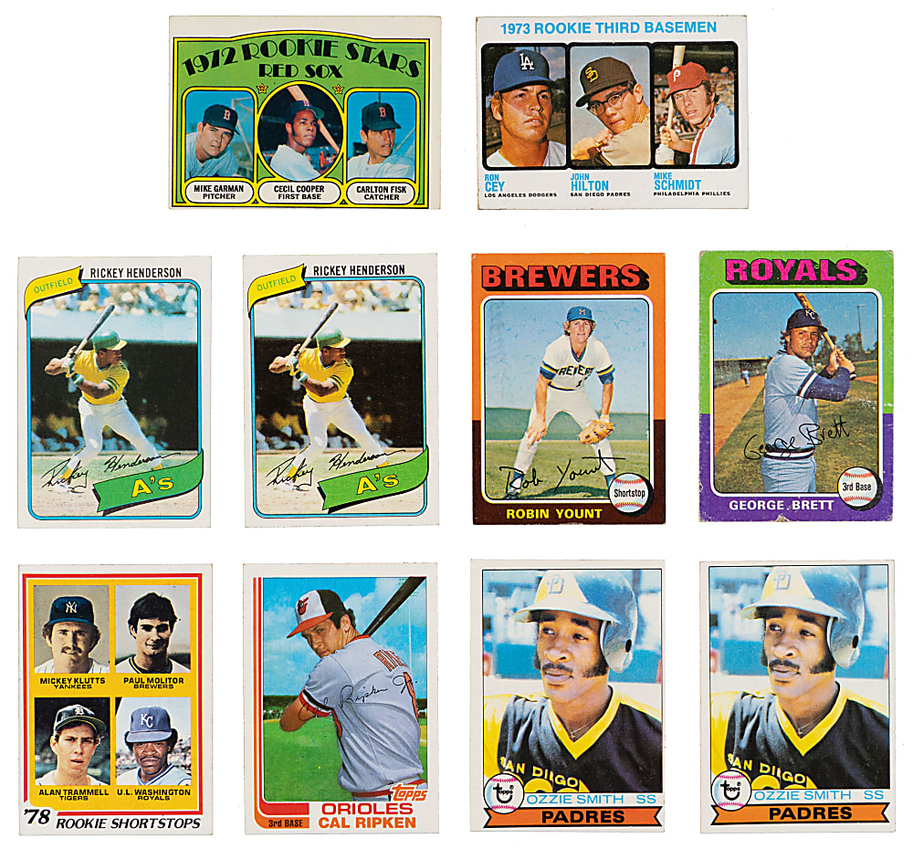 1960-1985 Topps Hall of Fame Rookie Collection (36) with (2) Henderson, Ripken Traded & Schmidt
