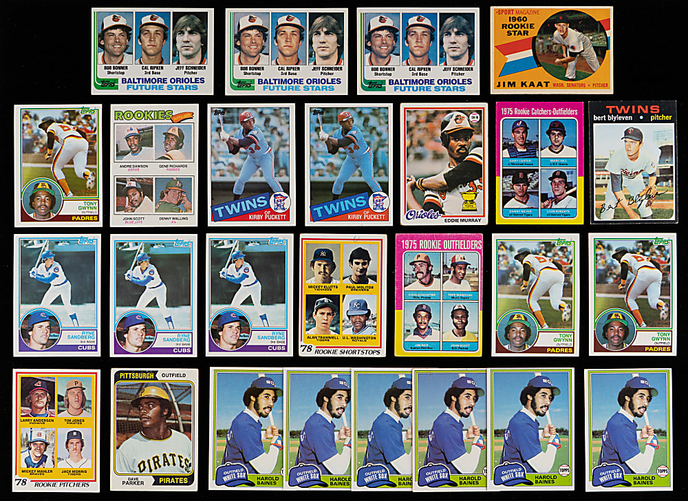 1960-1985 Topps Hall of Fame Rookie Collection (36) with (2) Henderson, Ripken Traded & Schmidt