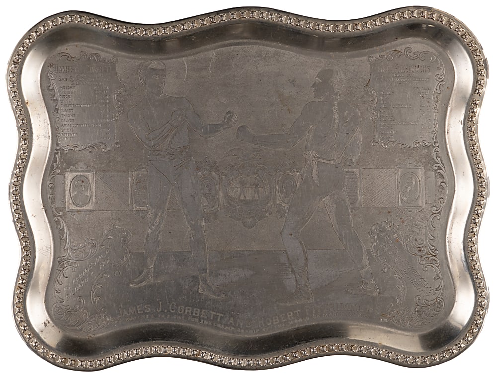 1897 Jim Corbett vs. Robert Fitzsimmons World Championship Fight Commemorative Silver Tray