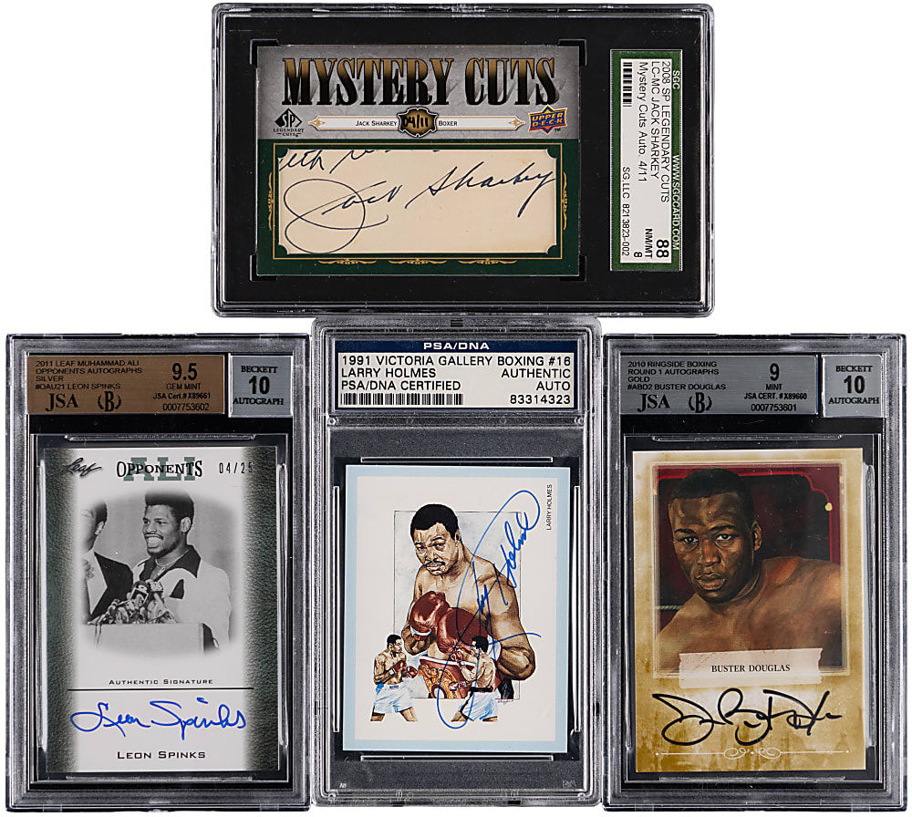 1991-2011 Boxing Legends Signed & Graded Quartet with Douglas, Holmes, Sharkey & Spinks