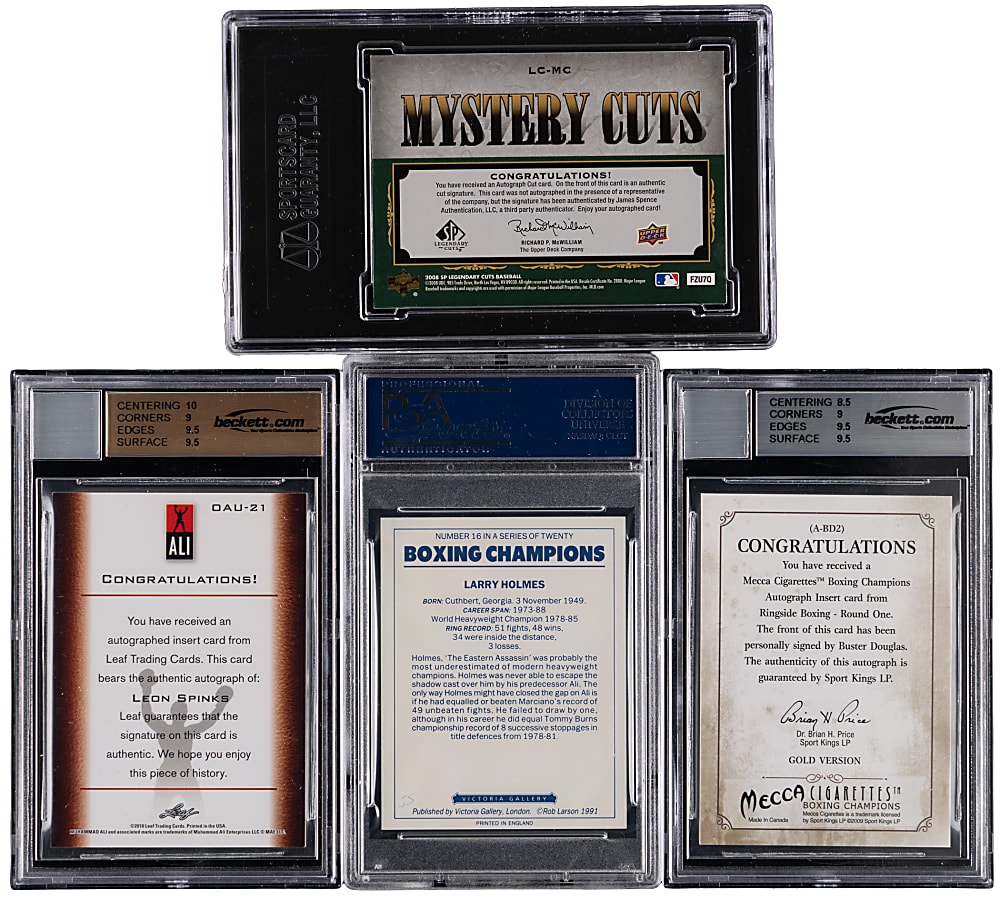 1991-2011 Boxing Legends Signed & Graded Quartet with Douglas, Holmes, Sharkey & Spinks