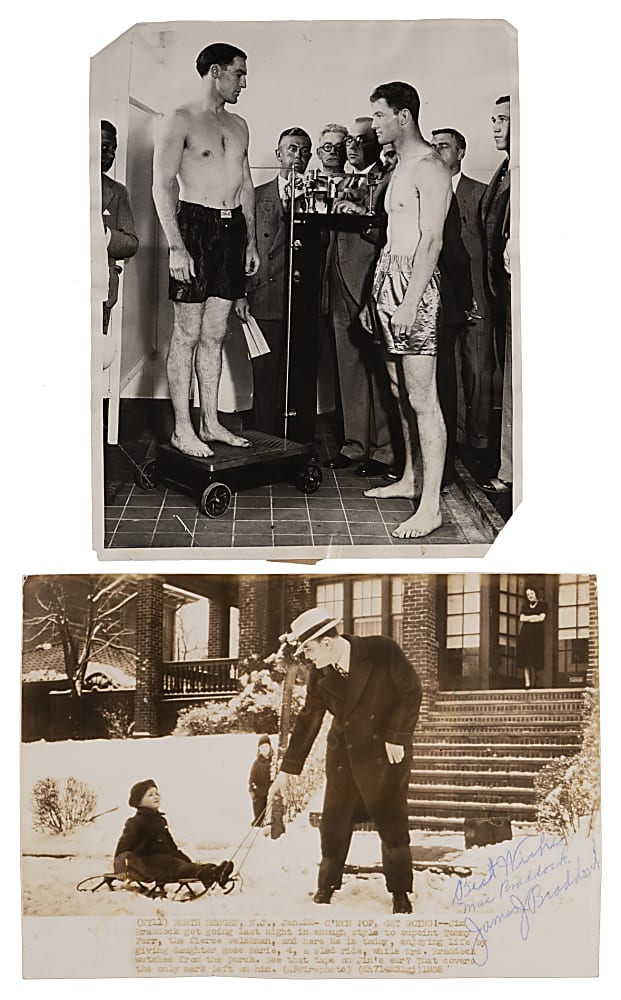 James Braddock Original Type I Photograph & Dual-Signed News Service Photo - Both PSA/DNA