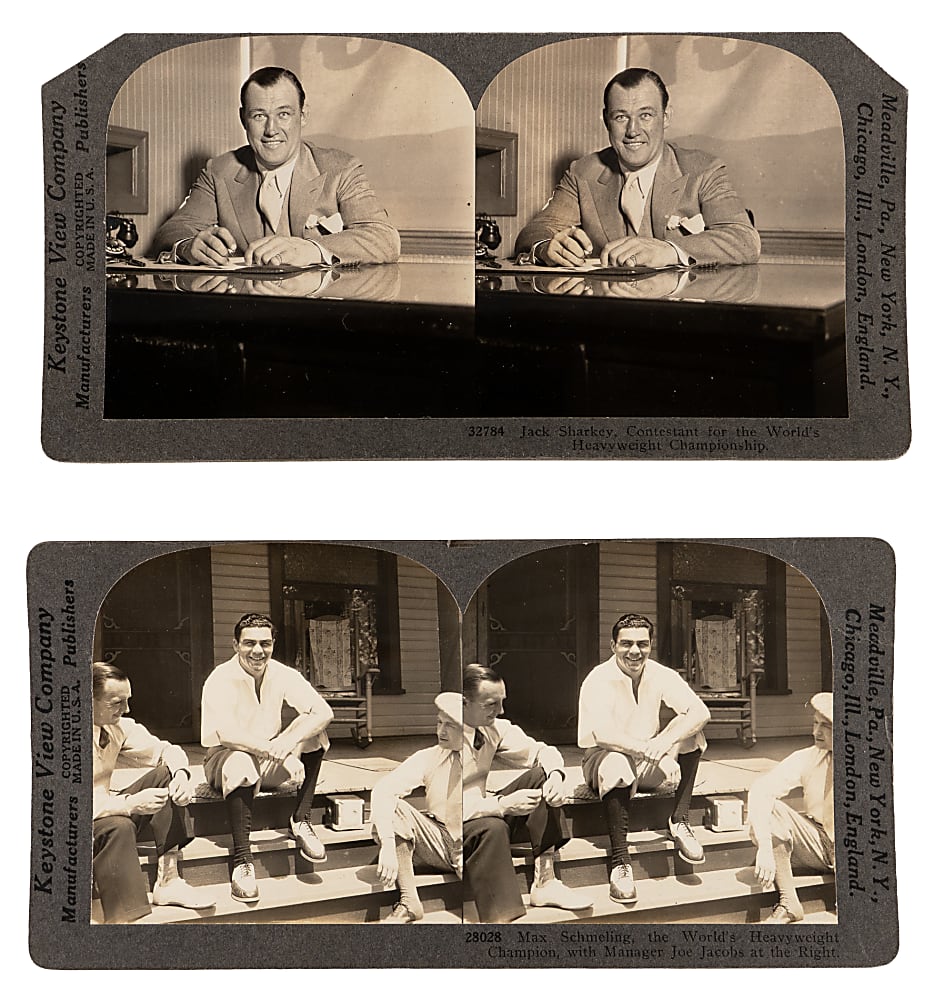 1930s Keystone View Co. Boxing Stereoview Pair with Jack Sharkey & Max Schmeling