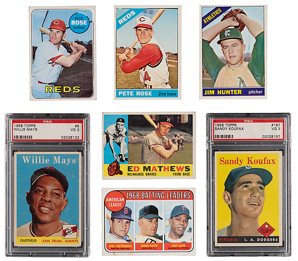 1958-1969 Topps Collection (17) with 1958 Sandy Koufax & Willie Mays (Both PSA VG 3)
