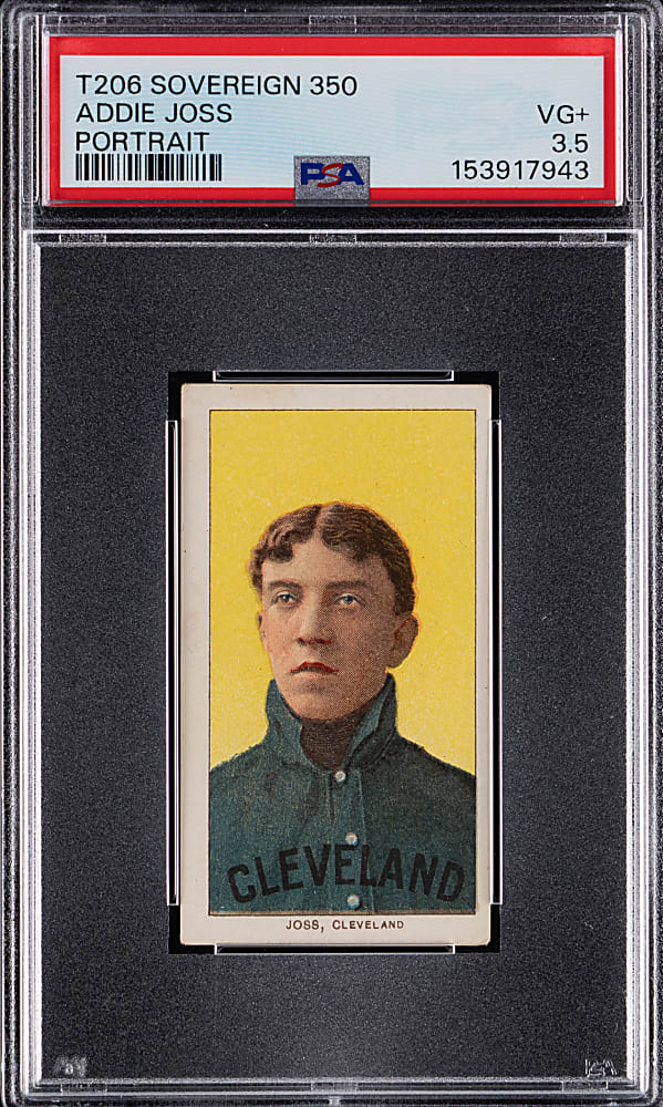 1909-1911 T206 White Border Addie Joss Portrait PSA VG+ 3.5 - Sovereign 350 Back