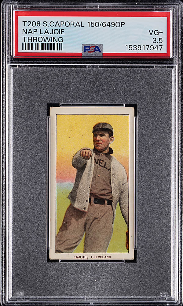 1909-1911 T206 White Border Nap Lajoie Throwing PSA VG+ 3.5