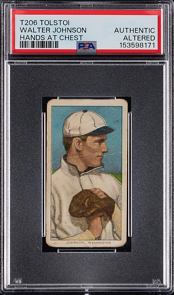 1909-1911 T206 White Border Walter Johnson Hands at Chest PSA Authentic-Altered - Tolstoi Back
