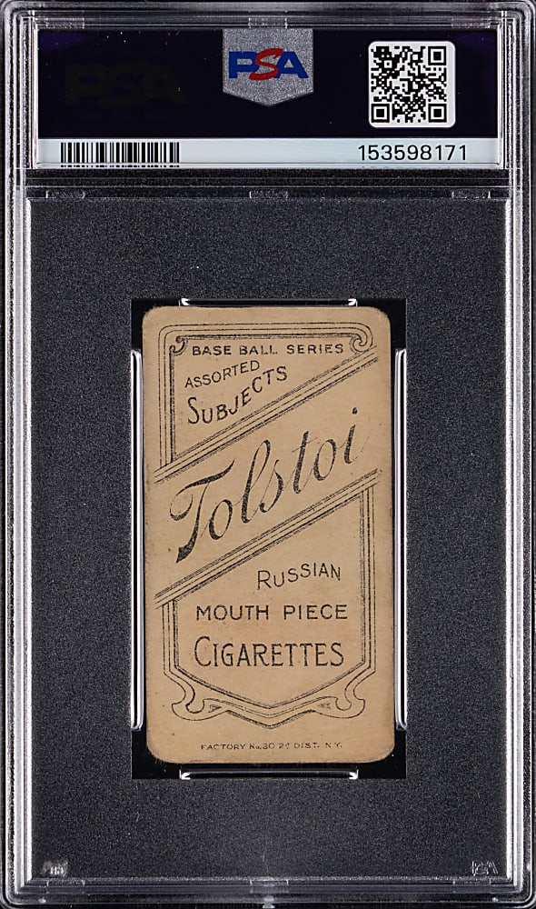 1909-1911 T206 White Border Walter Johnson Hands at Chest PSA Authentic-Altered - Tolstoi Back