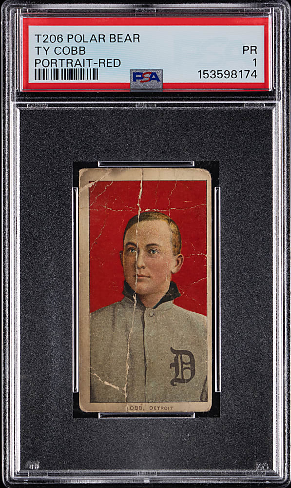 1909-1911 T206 White Border Ty Cobb Red Portrait PSA POOR 1 - Polar Bear Back