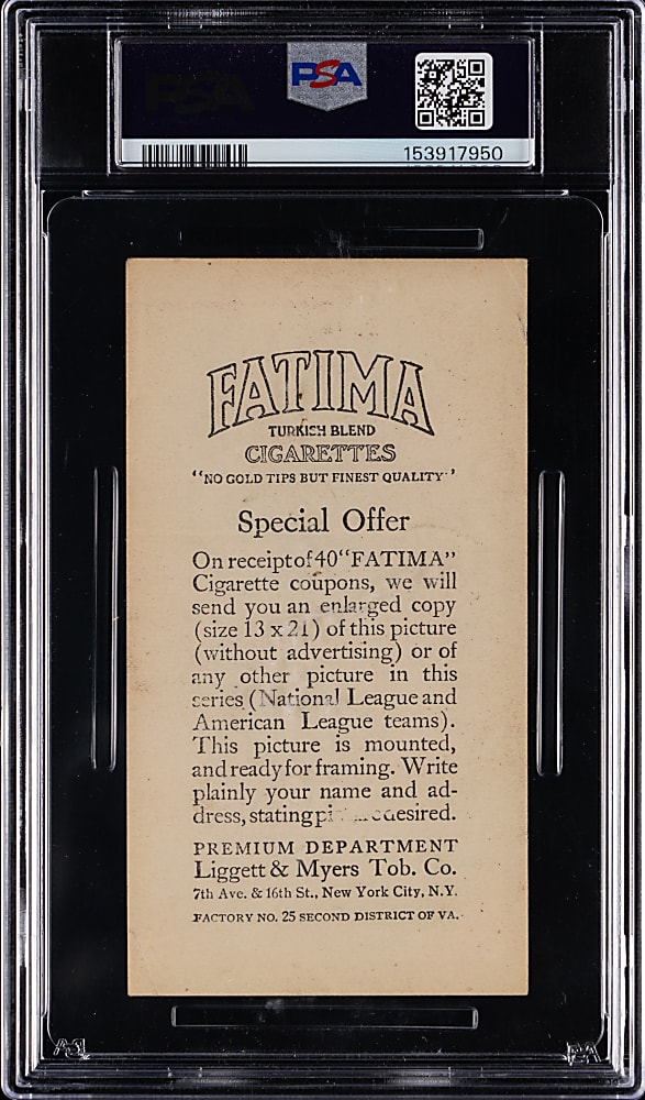 1913 T200 Fatima Team Card Cleveland Americans with Joe Jackson & Nap Lajoie PSA GOOD 2