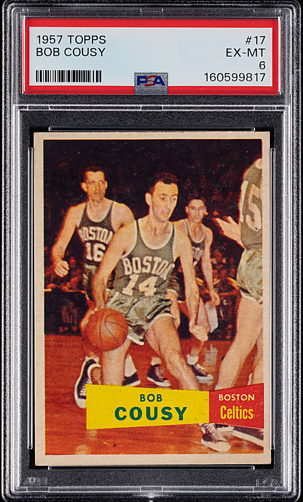 1957-1958 Topps Basketball #17 Bob Cousy Rookie PSA EX-MT 6