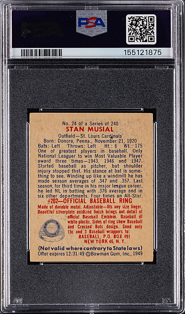 1949 Bowman #24 Stan Musial PSA VG 3