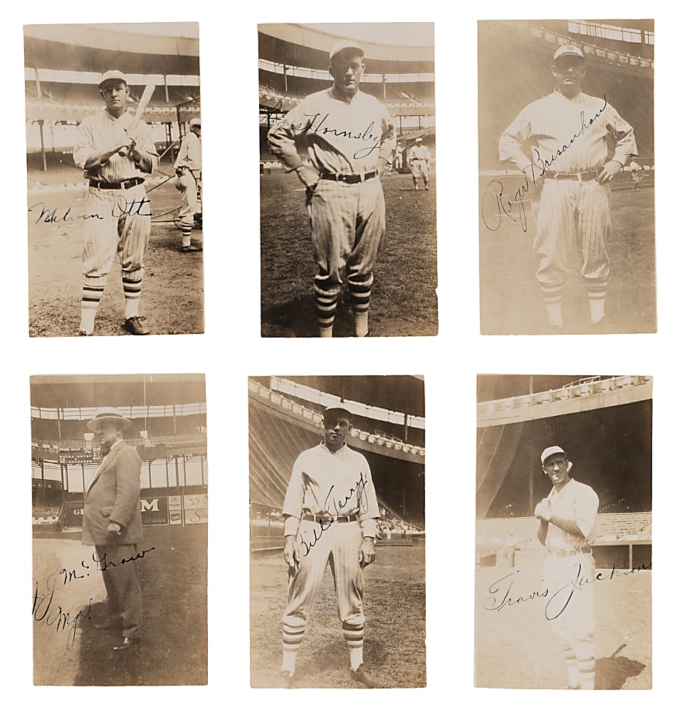 1927 New York Giants Sepia Tone Photographs (26) with (10) Hall of Famers Including Hornsby, McGraw, Terry & Early Ott