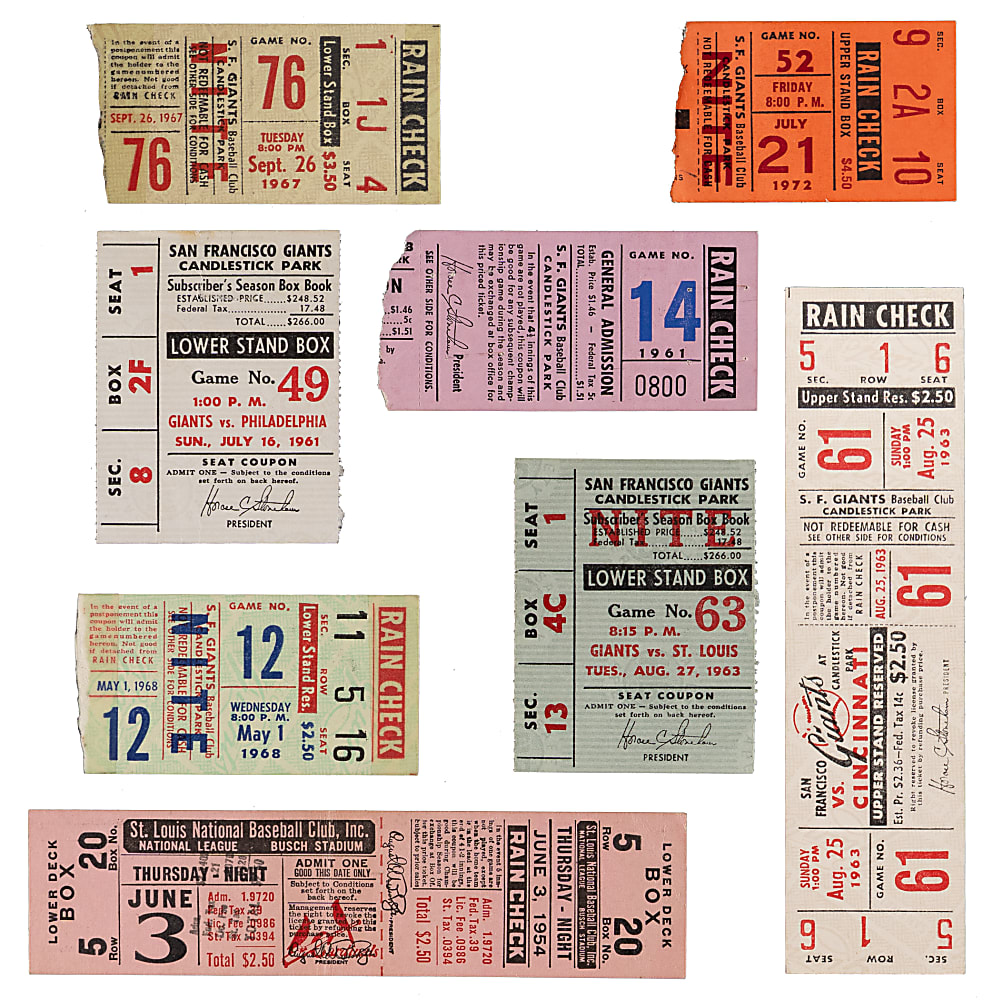 1954-1972 Willie Mays Home Run Ticket Collection (46) with #400, #650 Plus Fulls & Multi-HR Examples
