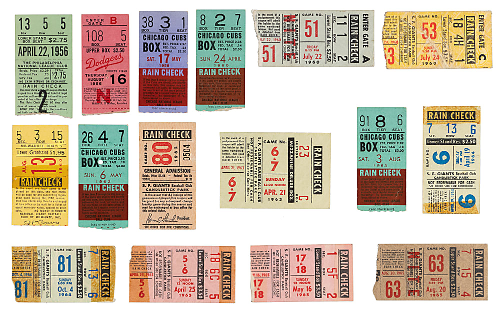 1954-1972 Willie Mays Home Run Ticket Collection (46) with #400, #650 Plus Fulls & Multi-HR Examples