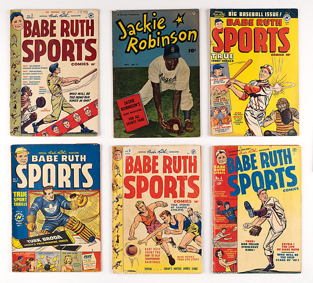 1942-1951 Golden Age Sports Comic Books (20) with Jackie Robinson #3 & (5) Babe Ruth Sports Issues