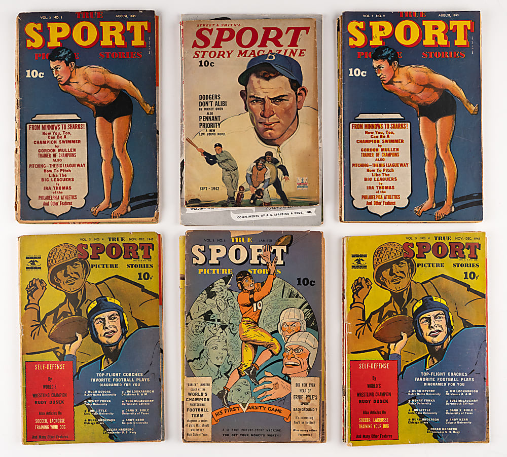 1942-1951 Golden Age Sports Comic Books (20) with Jackie Robinson #3 & (5) Babe Ruth Sports Issues