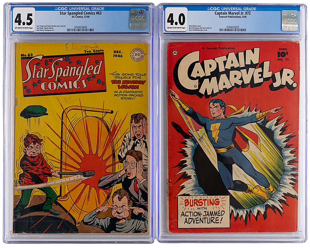 1940s CGC Graded Golden Age Comics (2) with DC Star Spangled Comics #63 4.5 & Fawcett Captain Marvel Jr. #72 4.0