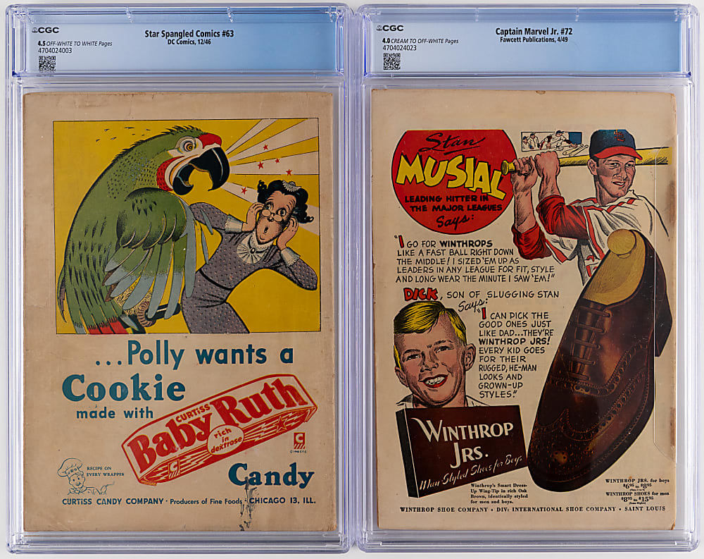 1940s CGC Graded Golden Age Comics (2) with DC Star Spangled Comics #63 4.5 & Fawcett Captain Marvel Jr. #72 4.0