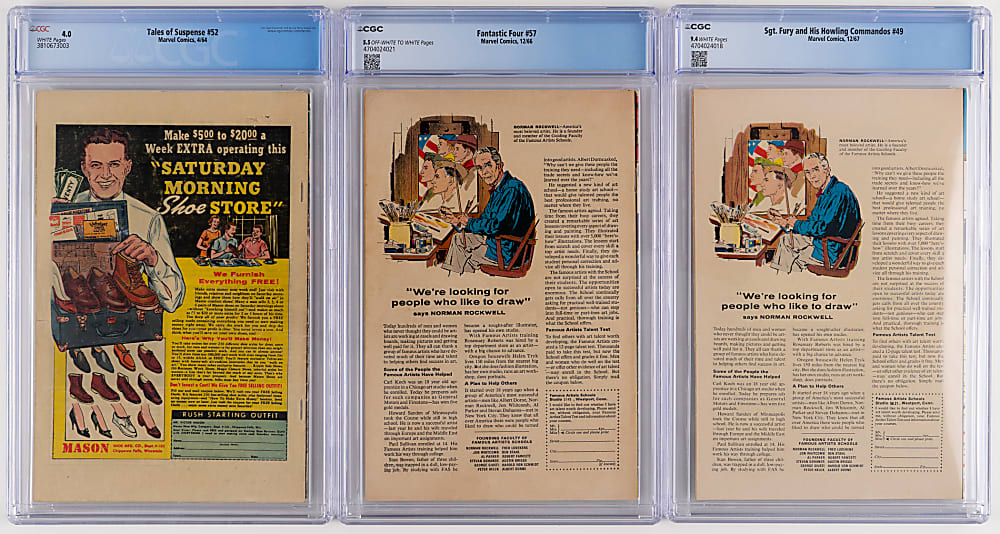 1964-1967 CGC Graded Marvel Comics (3) with Tales of Suspense #52 First Black Widow 4.0, Fantastic Four #57 5.5 & Sgt. Fury #49 9.4