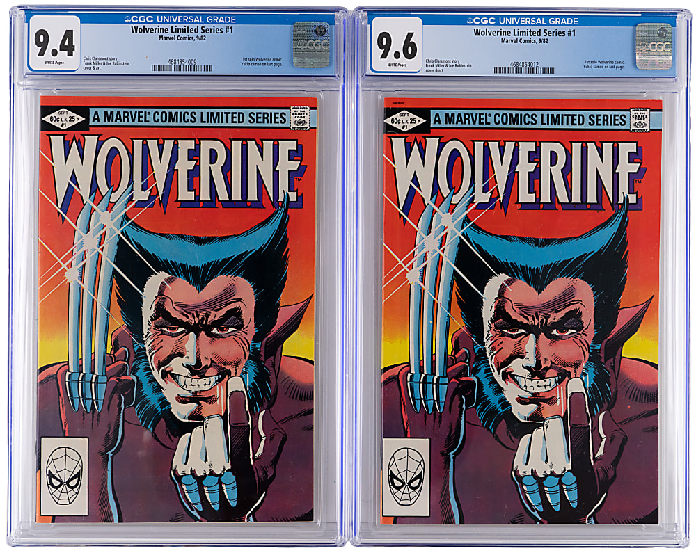 1982 Marvel Comics Wolverine Limited Series #1 by Frank Miller and Chris Claremont (2) - CGC Graded 9.6 & 9.4