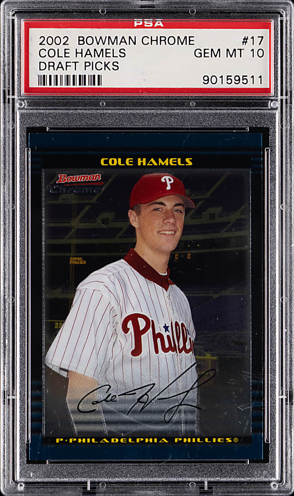 2002 Bowman Chrome Draft Picks #17 Cole Hamels Rookie PSA GEM MINT 10