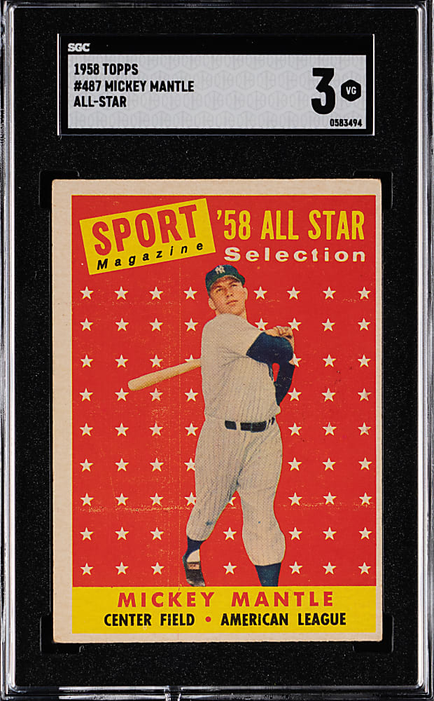1958 Topps #487 Mickey Mantle All-Star SGC VG 3