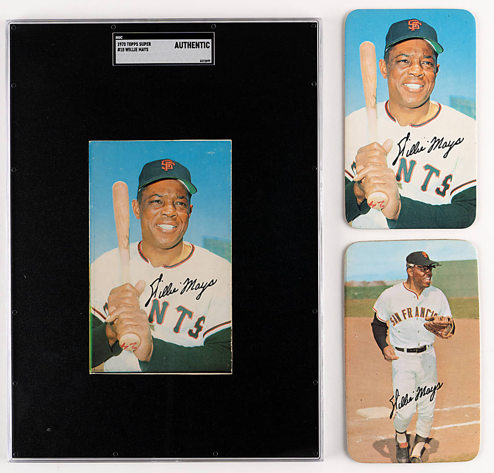 1970 & 1971 Topps Super Willie Mays Trio with SGC Authentic 1970 Topps Super Square Corner Proof