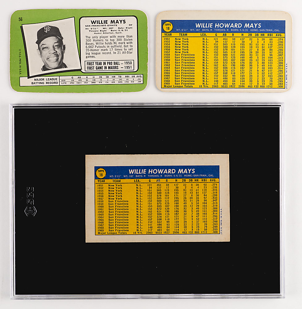 1970 & 1971 Topps Super Willie Mays Trio with SGC Authentic 1970 Topps Super Square Corner Proof