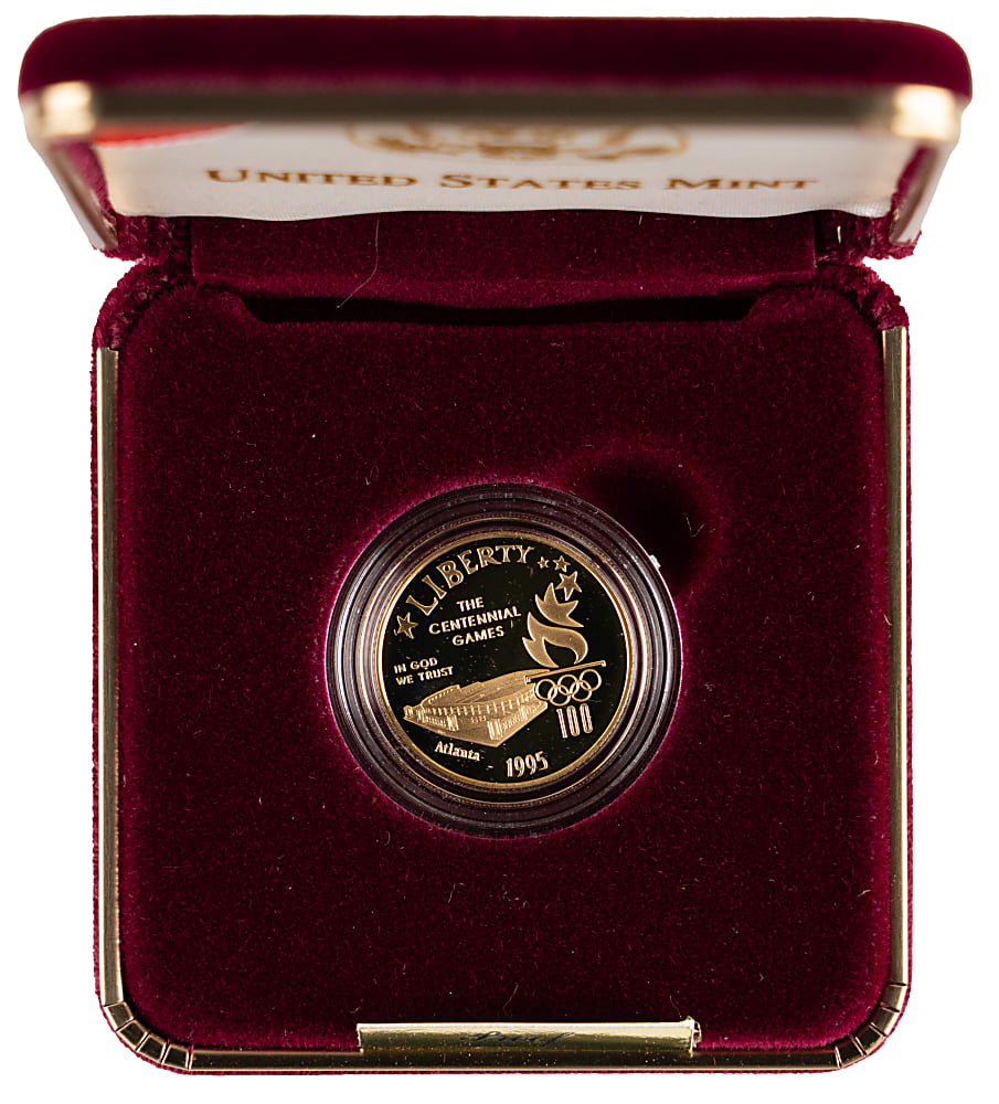 1995 Atlanta Centennial Olympic Games $5 Gold Proof Coin in Presentation Case