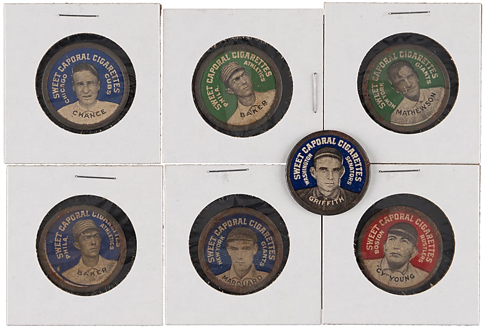 1909-1912 PX7 Sweet Caporal Domino Discs Collection (26) with (7) Hall of Famers Including Christy Mathewson & Cy Young