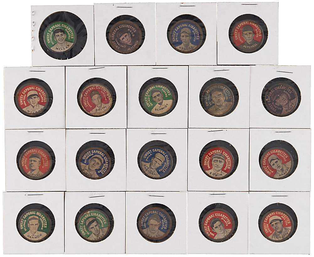 1909-1912 PX7 Sweet Caporal Domino Discs Collection (26) with (7) Hall of Famers Including Christy Mathewson & Cy Young