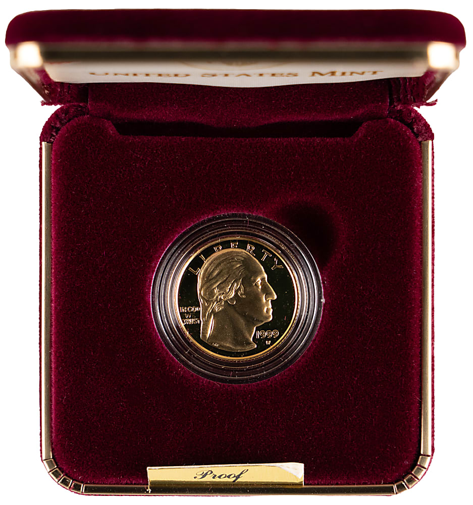 1999 George Washington Bicentennial Commemorative $5 Gold Proof Coin in Presentation Case
