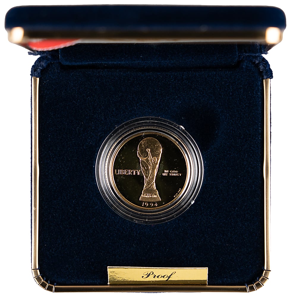 1994 World Cup USA Commemorative $5 Gold Proof Coin in Presentaqtion Case