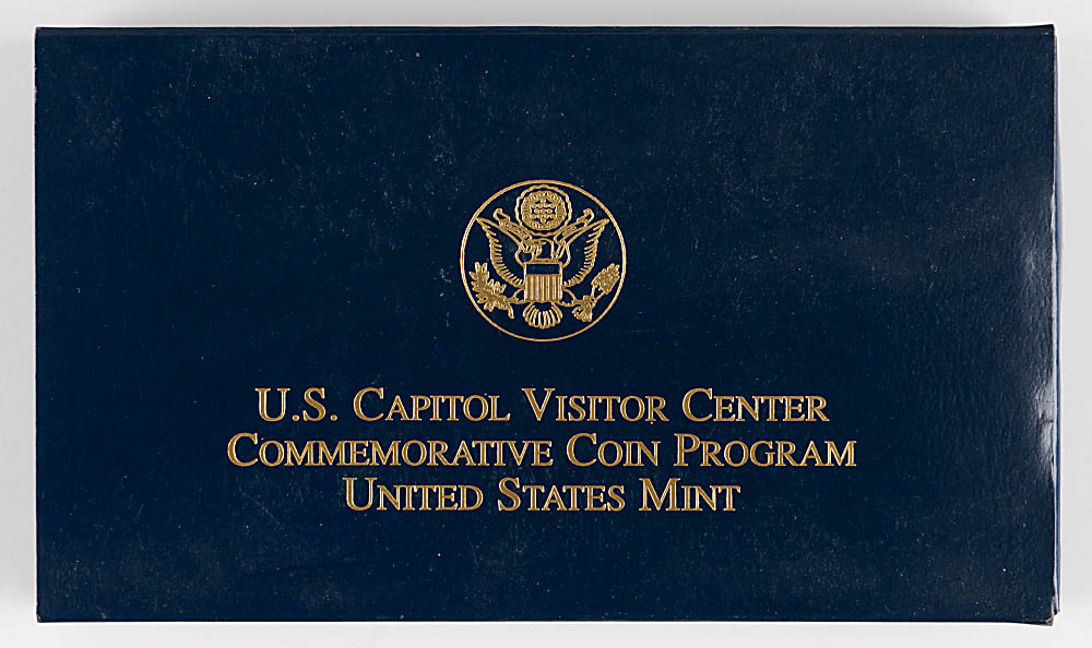 2001 U.S. Capitol Visitor Center Commemorative Proof Coin Set (3) with $5 Gold Coin in Presentation Case.