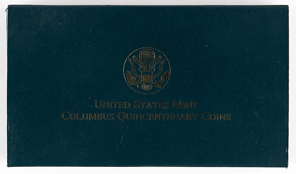 1992 Columbus Quincentenary Commemorative Coin Proof Set (3) with $5 Gold Coin in Presentation Case