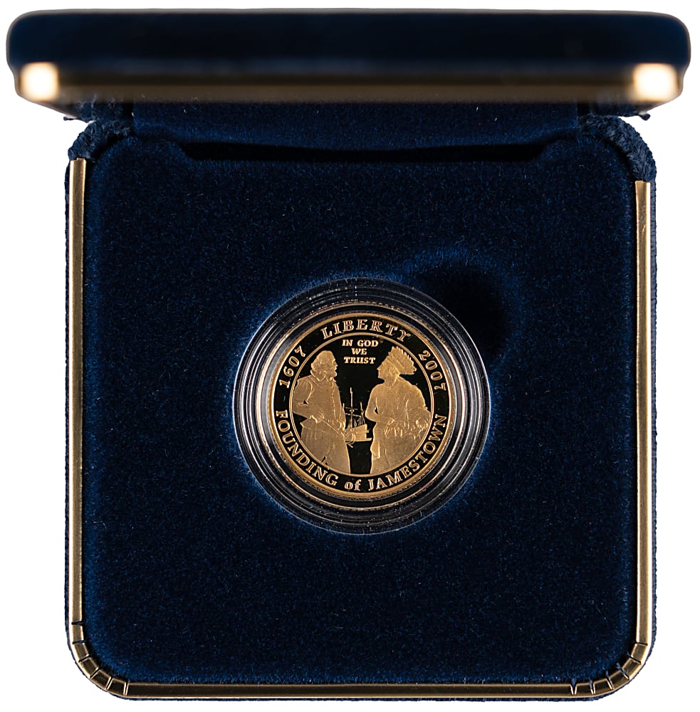 2007 Jamestown 400th Anniversary Commemorative $5 Gold Proof Coin in Presentation Case