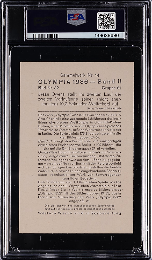 1936 Reemstma Olympia 1936 (Band II) #32 Jesse Owens PSA EX 5
